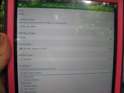 GRSM Accuracy Assessment. Plot Code: GRSM_AA_0944_1