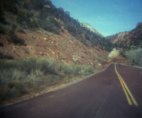 Color Photo of a rock slide along State Route 9 (SR-9).