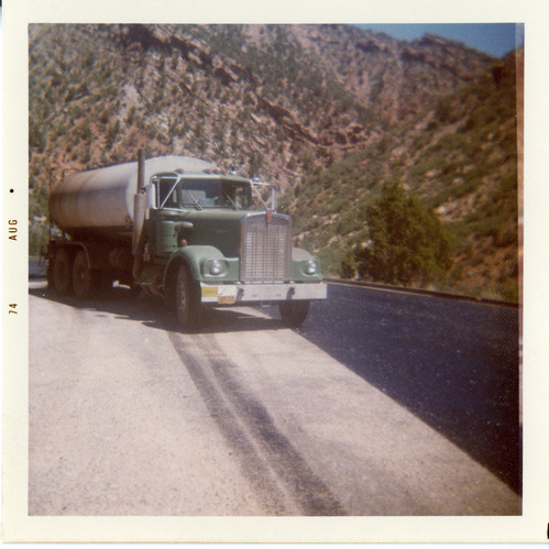 Construction vehicle during chipsealing of Zion roads.