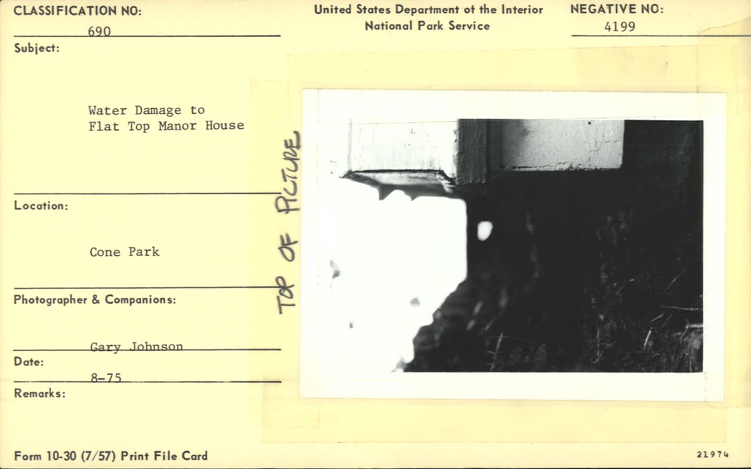 Water damage to Flat Top Manor House