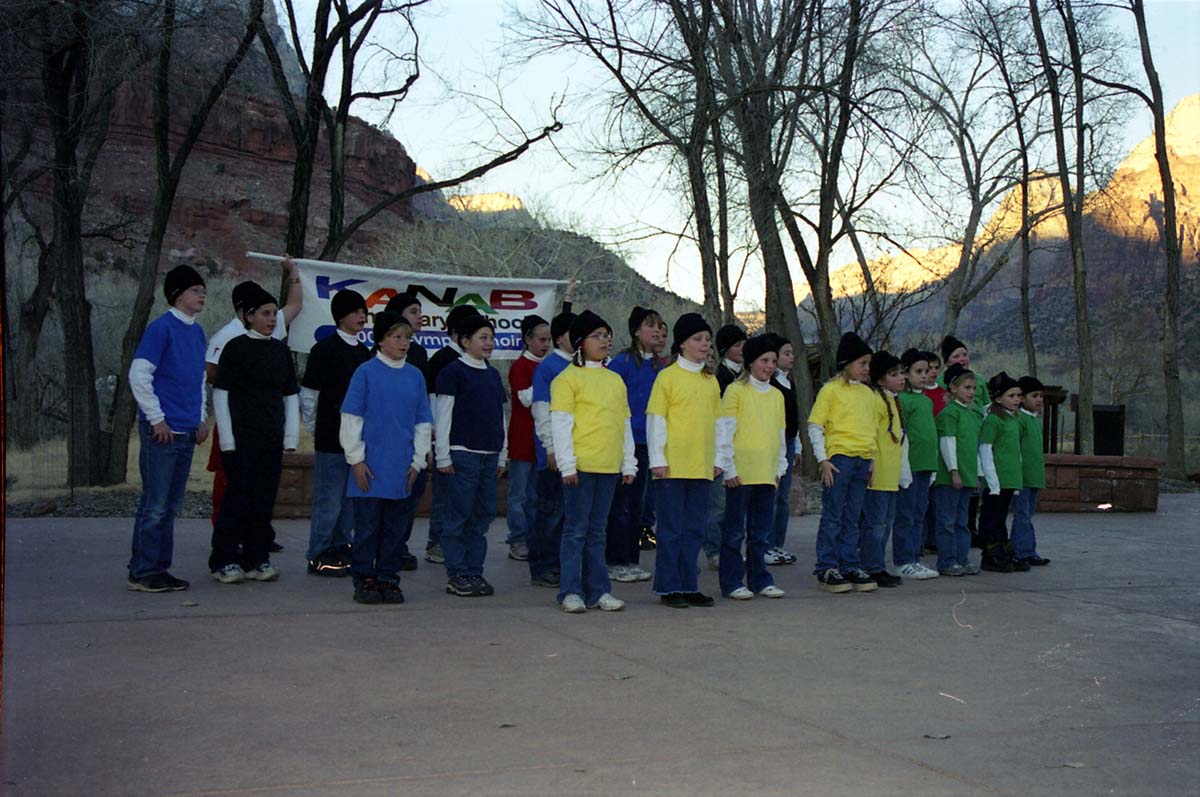Color Photos of the ceremony surrounding the Olympic Torch passing through Zion.