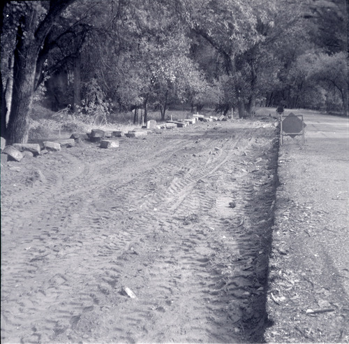 Dirt road work along the scenic canyon drive near the Grotto.