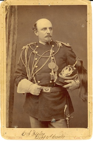 Captain Charles Illsley in Full Dress Uniform Holding Helmet