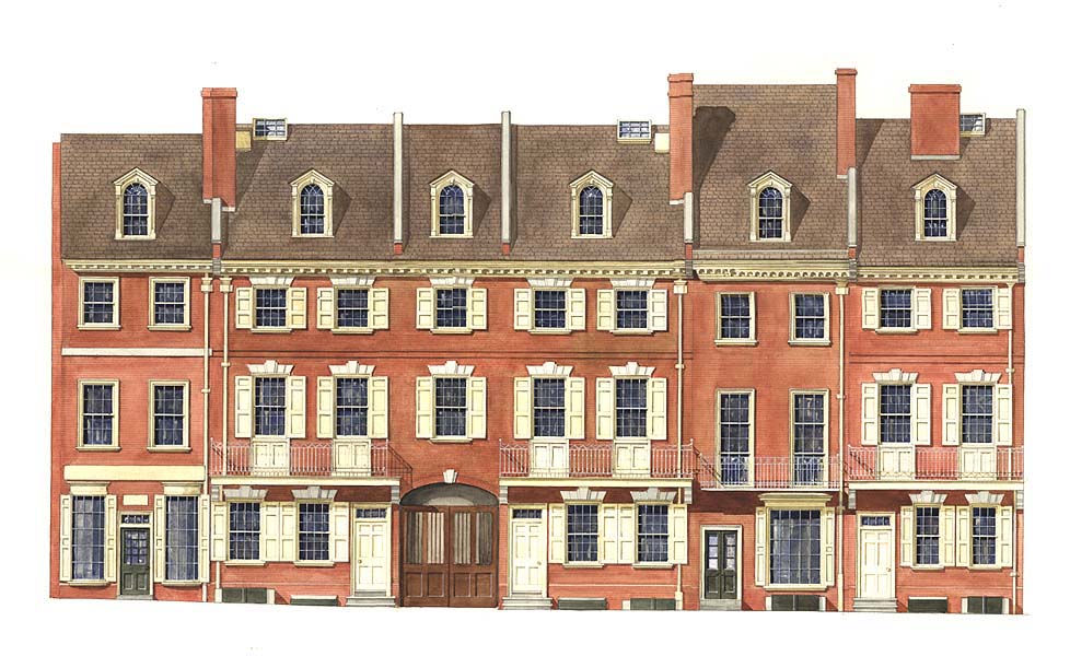 Exterior view of the Market Street Houses located on the 300 Block of Market Street in Philadelphia.