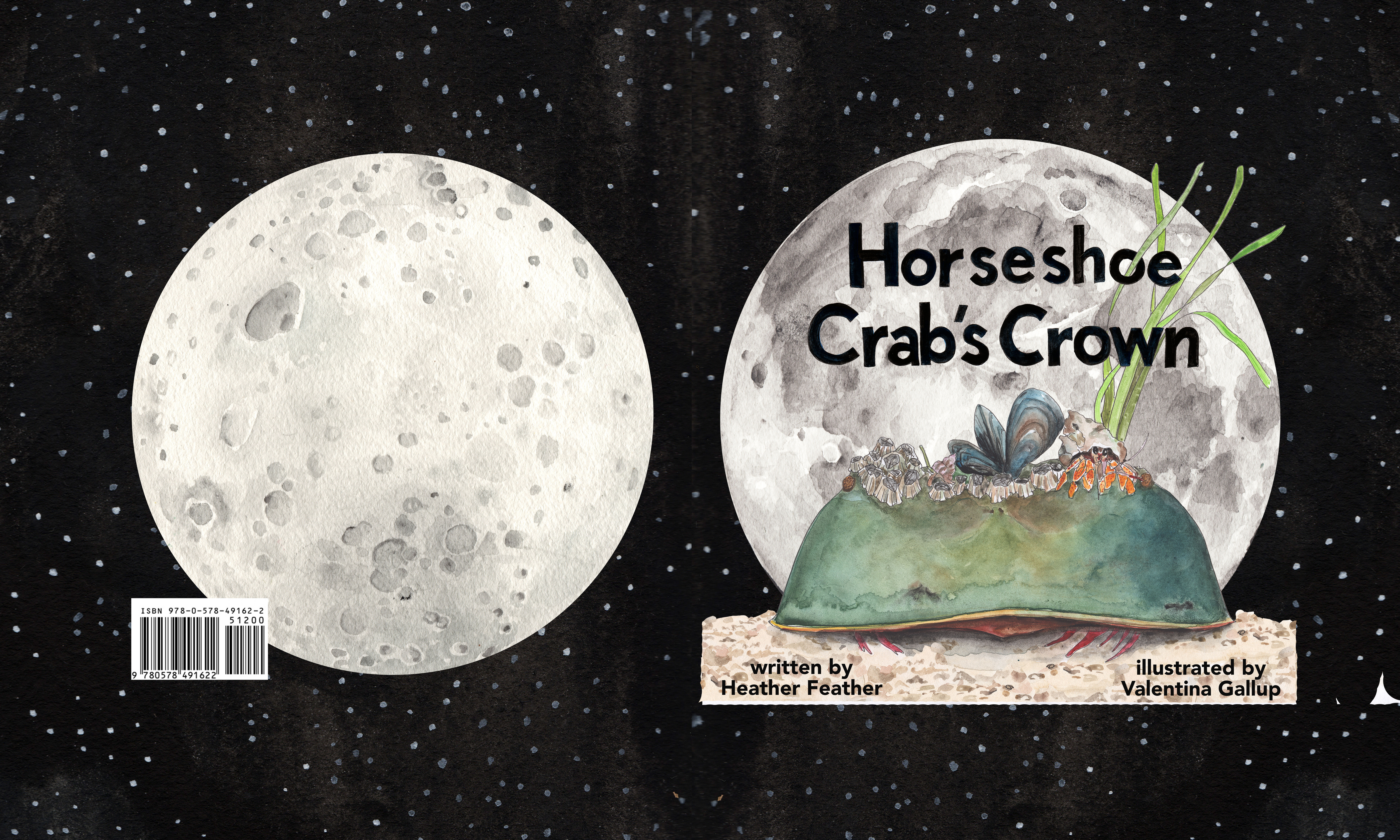 Cover of Horseshoe Crab's Crown showing horseshoe crab in front of the moon.