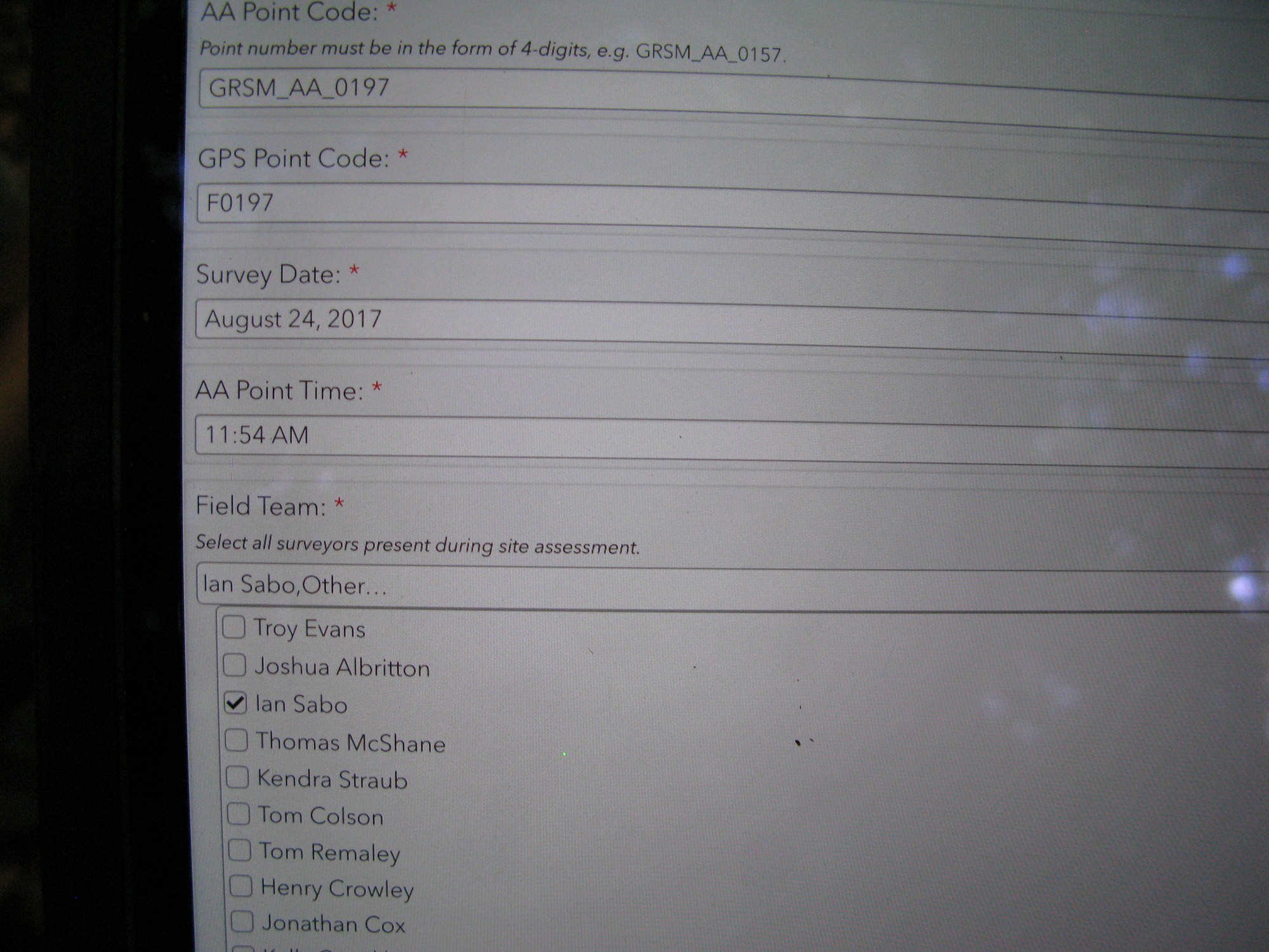GRSM Accuracy Assessment. Plot Code: GRSM_AA_0197_1