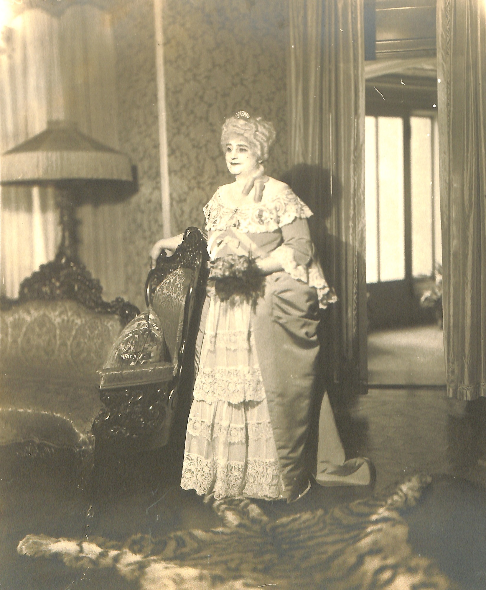 Mina Miller Edison dressed in period costume, at Glenmont.