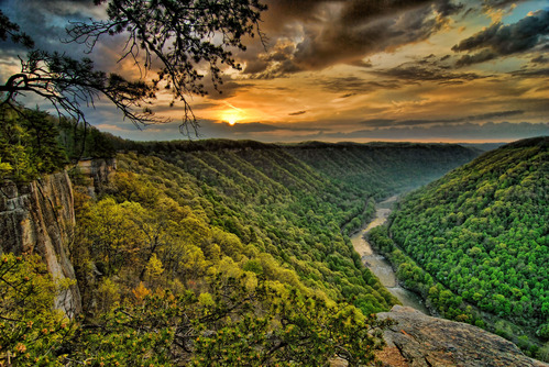 Sustainable Practices NERI View of New River Gorge from Diamond Pt at Sunrise