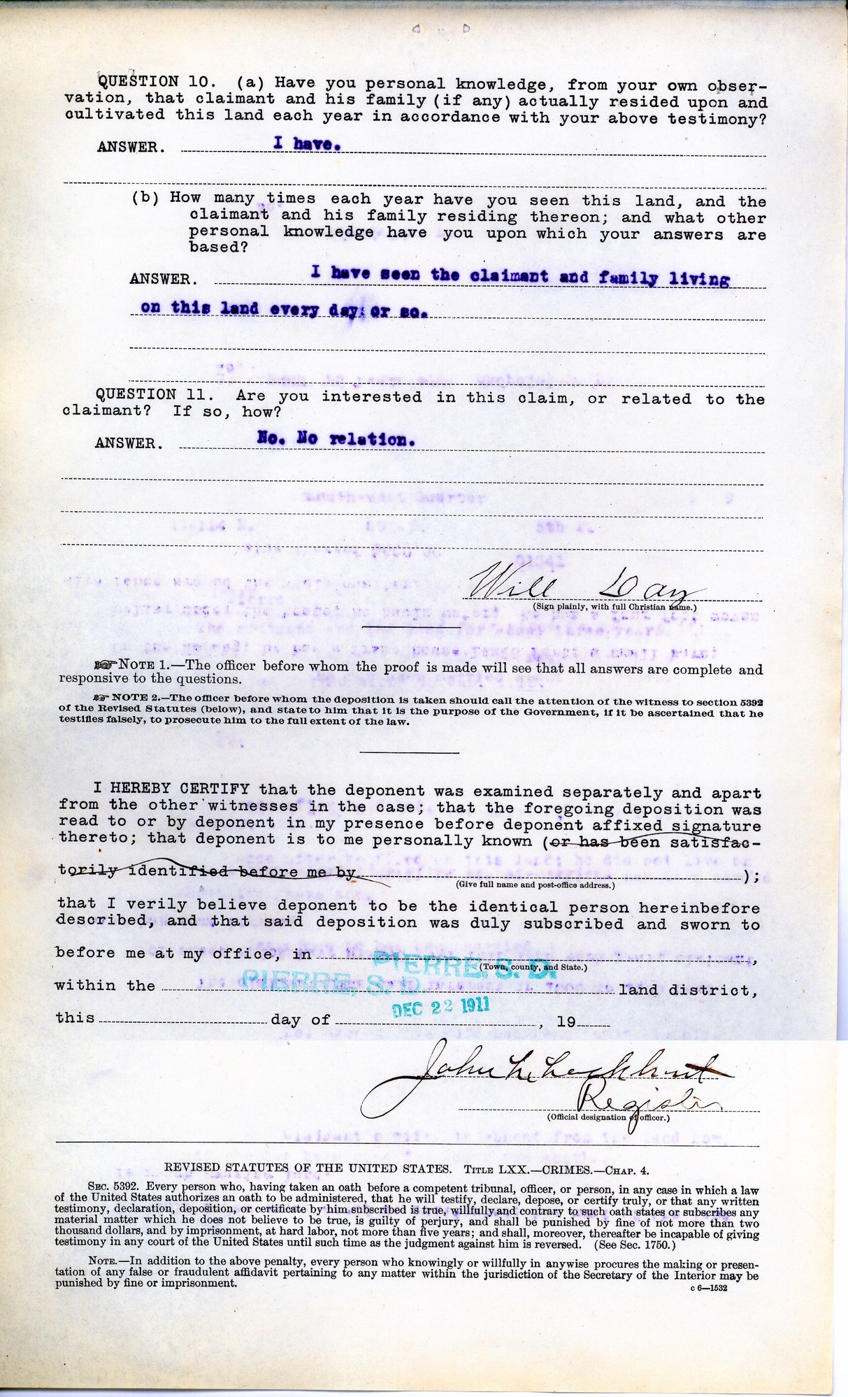 Scanned image of form. See description for text.