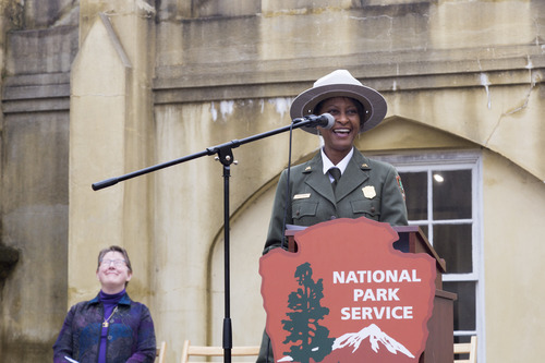 Ranger in uniform behind podum