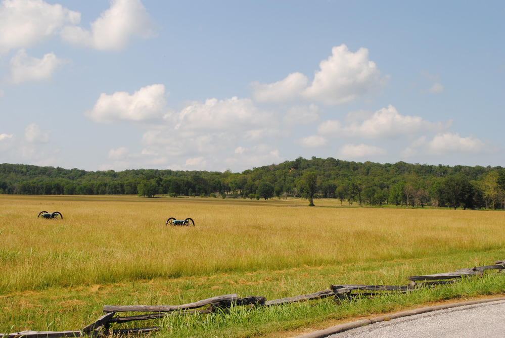 Cox Field towards Elkhorn Mountain at Pea Ridge National Military Park