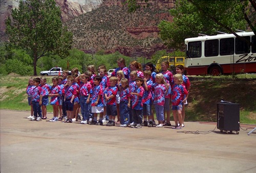 Color Photos of the official launch of the Zion shuttle system- same day as the new visitor center opening.