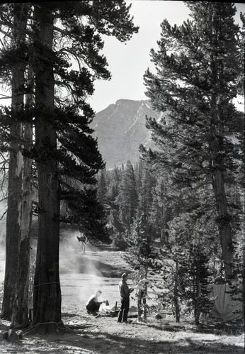 High Sierra camping party.