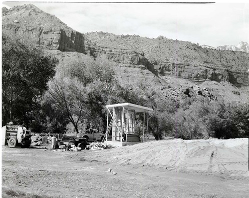 Amphitheater at Watchman Campground under construction.