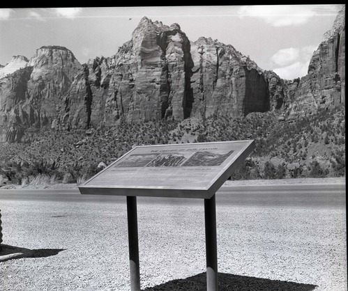 Wayside panel: the Carving of Zion Canyon.