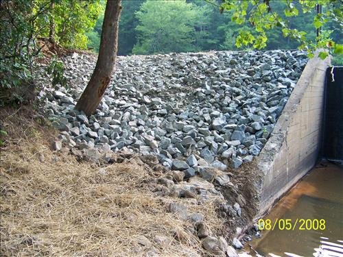 Emergency repairs to Camp 1 & 4 Dams at Prince William Forest Park in August 2008