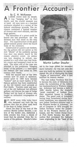 Newspaper clipping providing some details of the history of the Gallows.