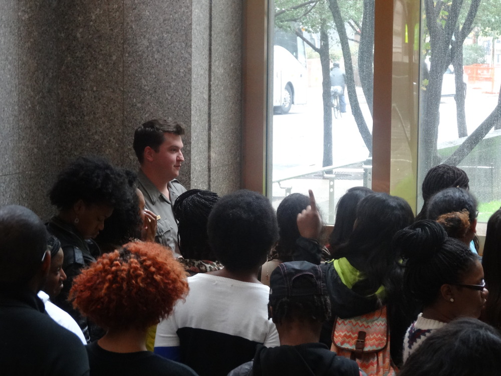 students listen in to a memorial tour