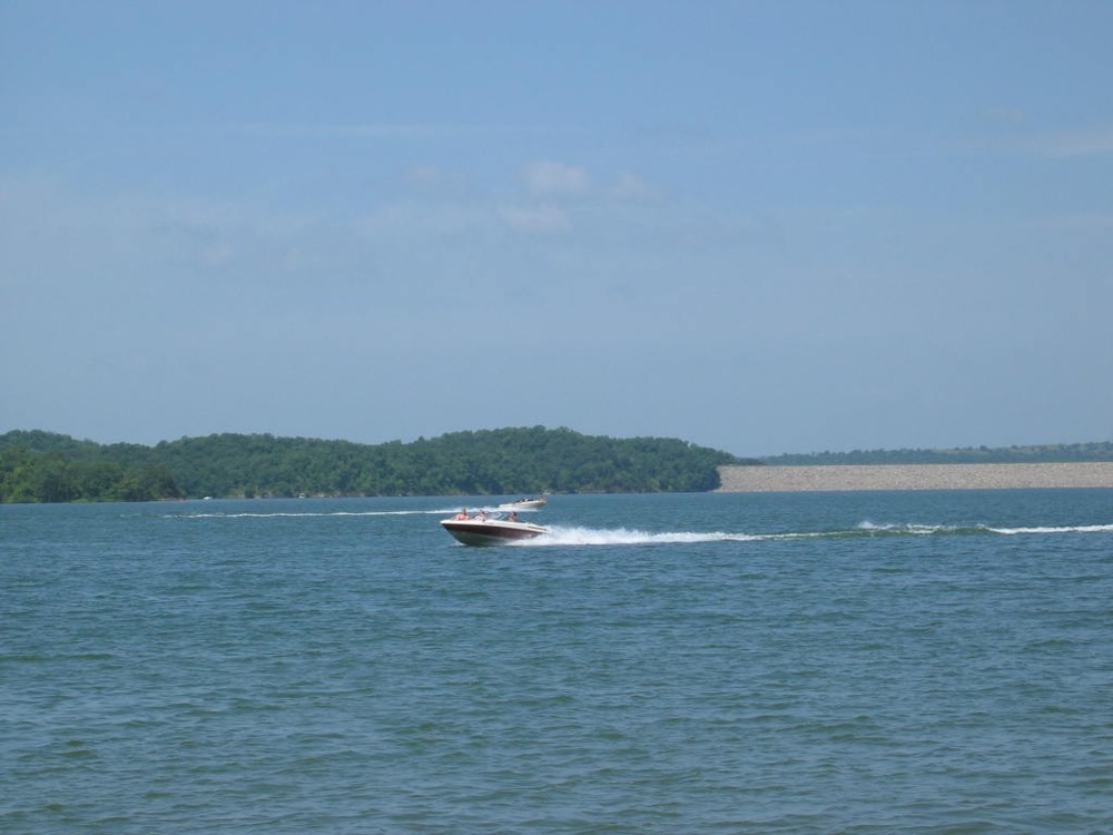 A view of boats on the Lake of the Arbuckles