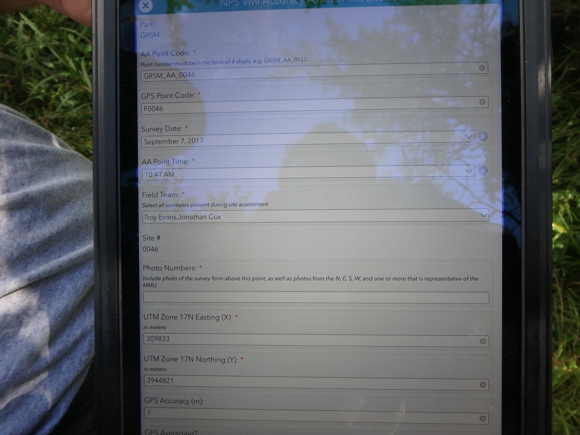 GRSM Accuracy Assessment. Plot Code: GRSM_AA_0046_1