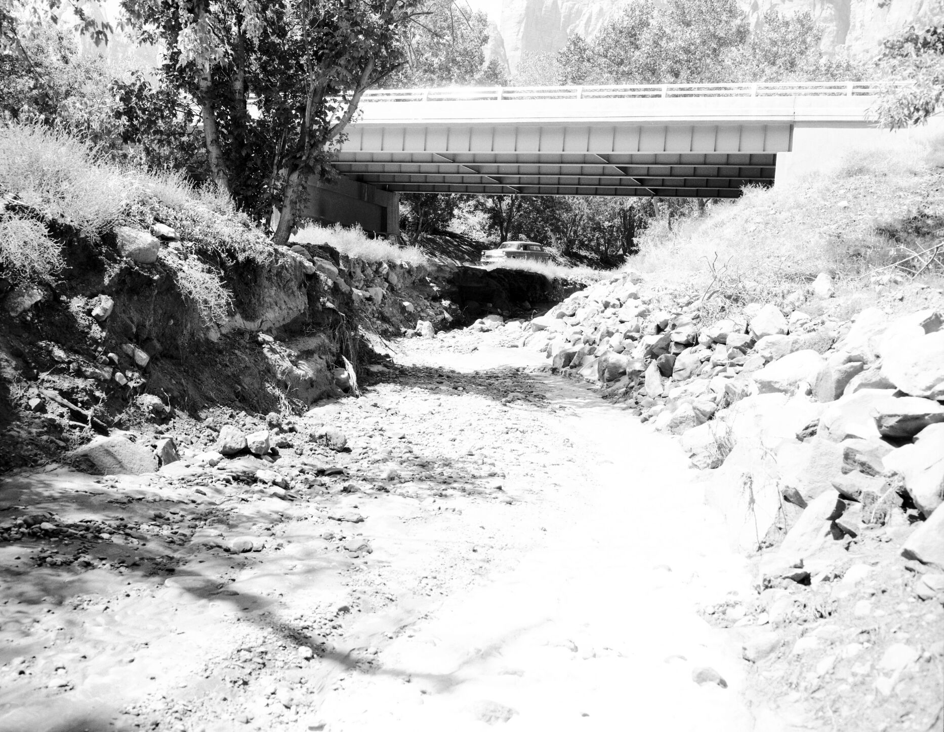 Flood damage - water removed several of the large boulders.