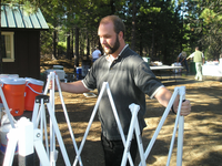 Setting up tent at 90th celebration. Paul Sheehan setting up tent