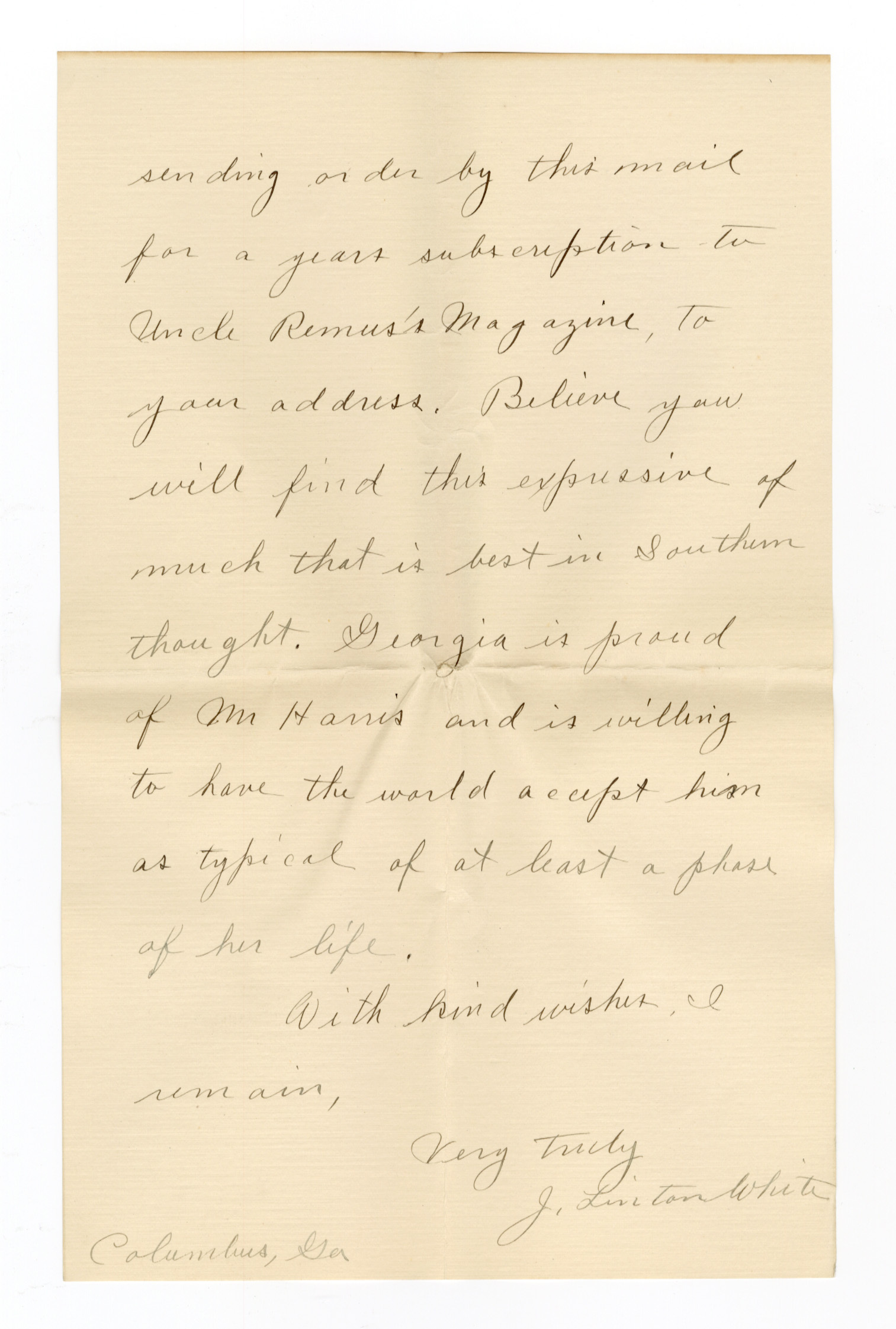 Manuscript letter