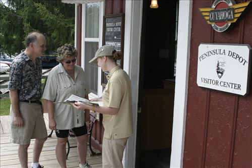 SCA With Visitors Outside Peninsula Depot
