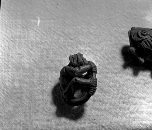 Carved peach pit creatures made by Bill Miller at the first annual Folklife Festival at Zion National Park Nature Center, September 1977.