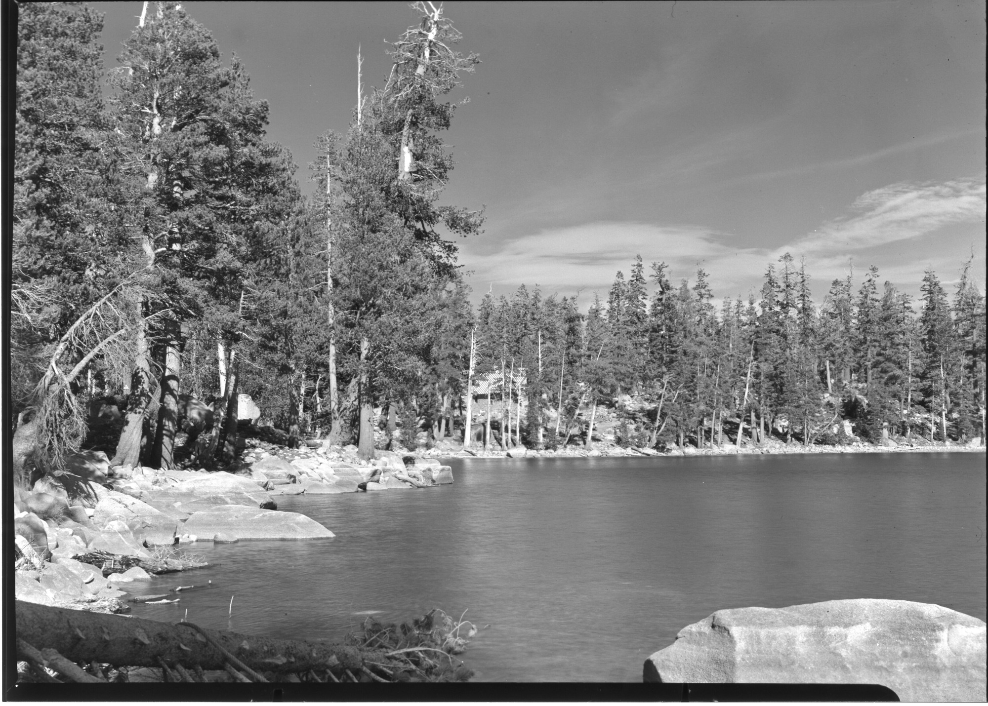 Distant view of Ostrander Lake Ski Hut.