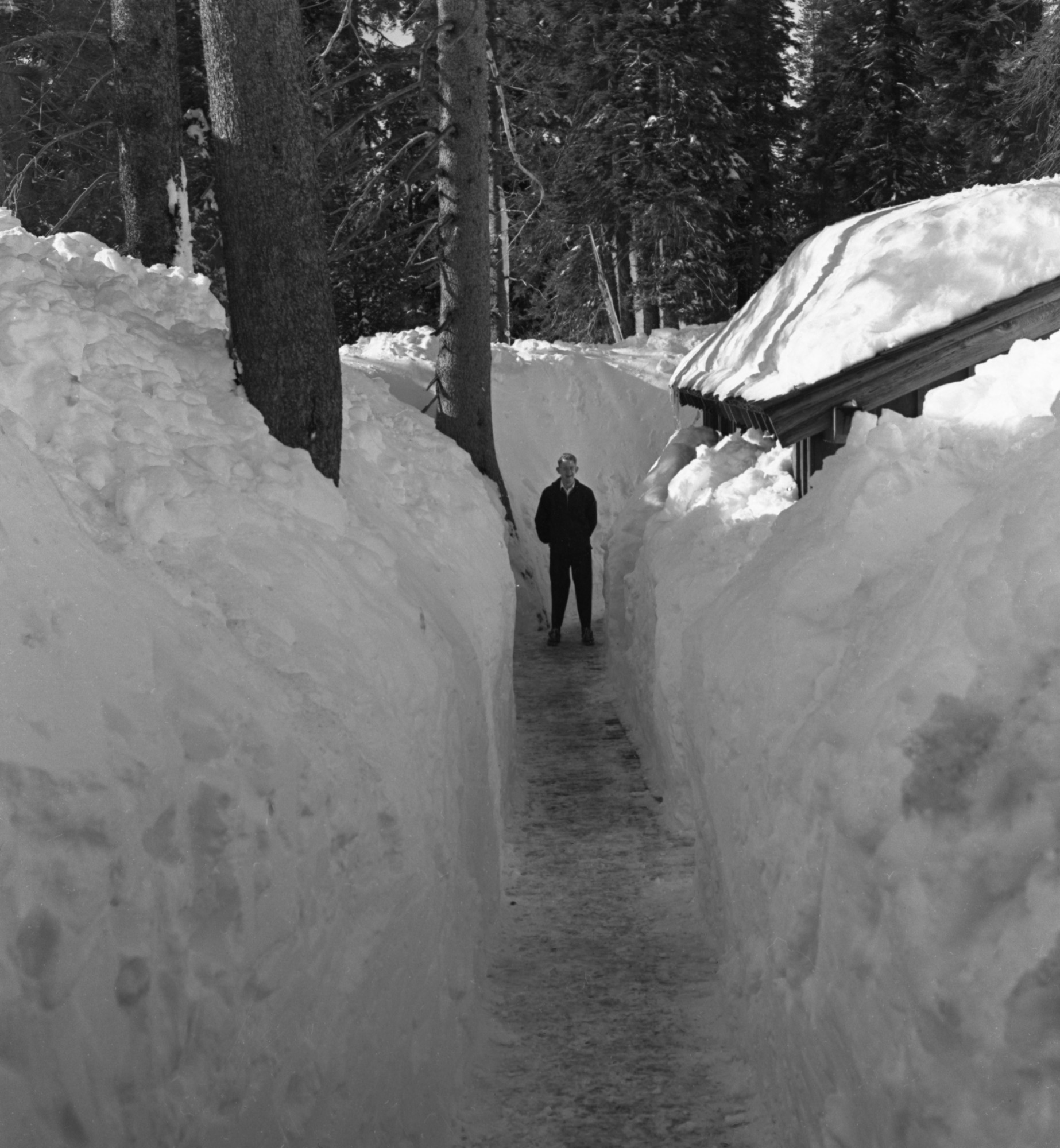 Badger Pass under heavy snow.