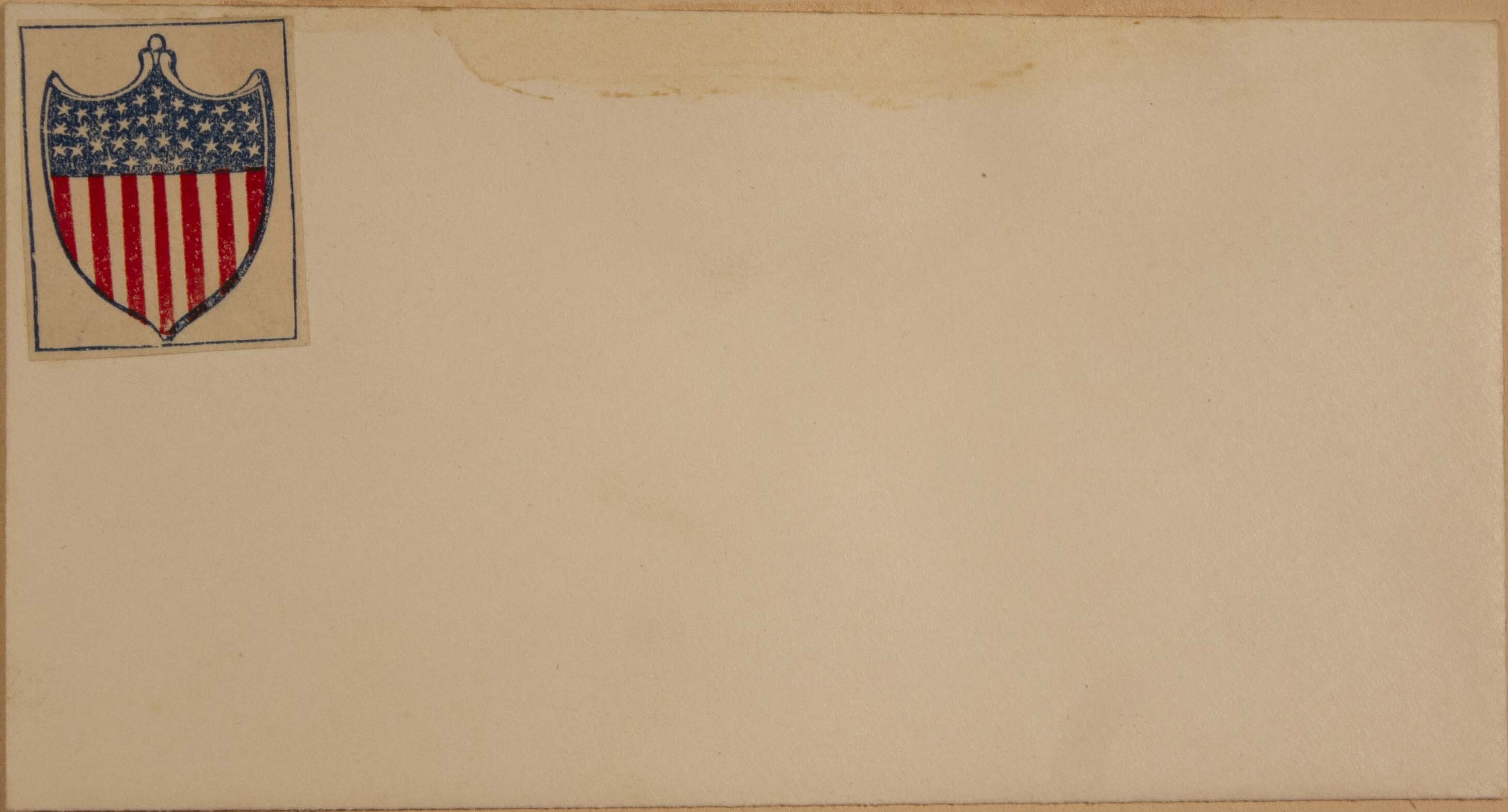 Shield with American flag.