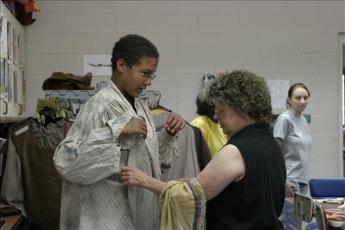 Summer theater camp costume fitting 1
