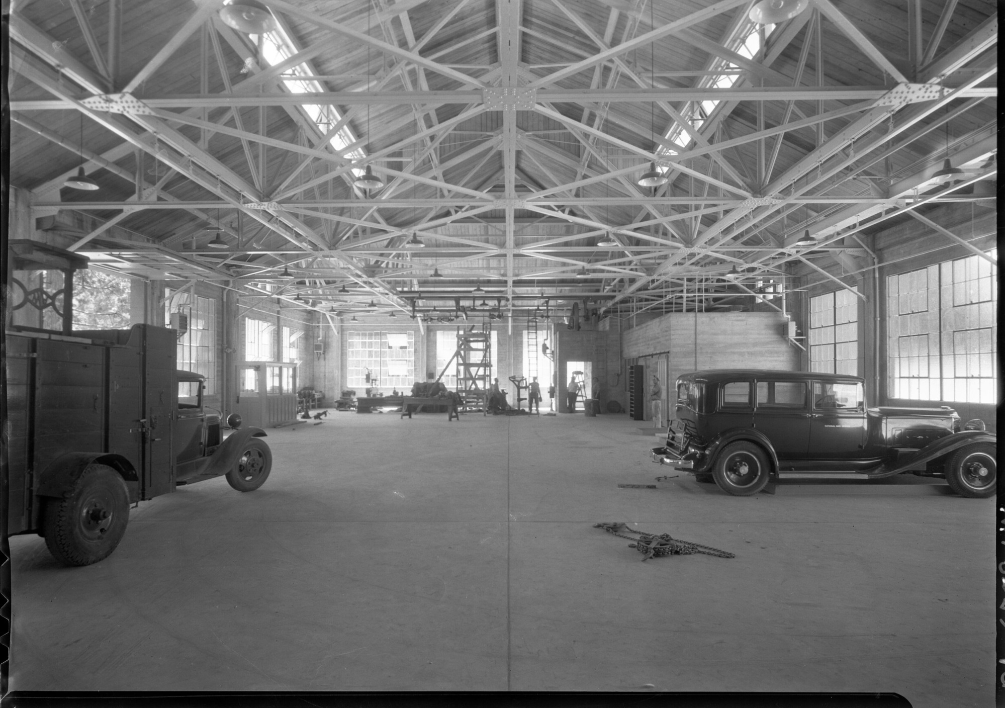 Interior of machine shop.