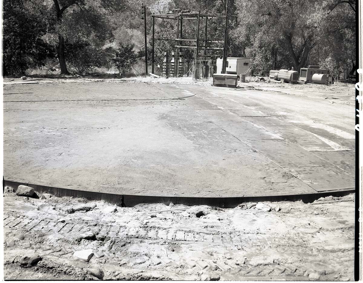 Leveling of fill or base for the laying of the metal floor during the construction of million gallon water tank at Birch Creek.