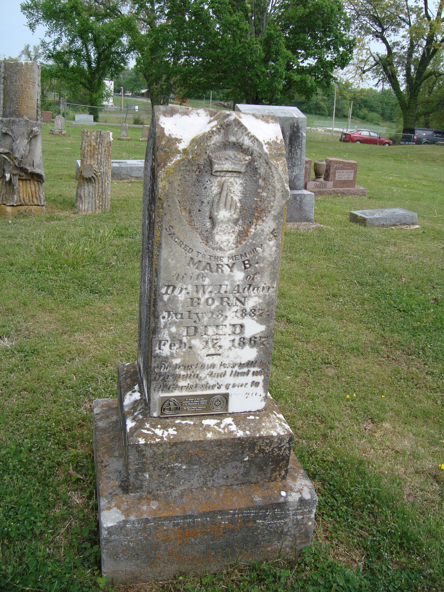 Mary B. Adair gravesite at the Stilwell Cemetery in Stilwell, Oklahoma