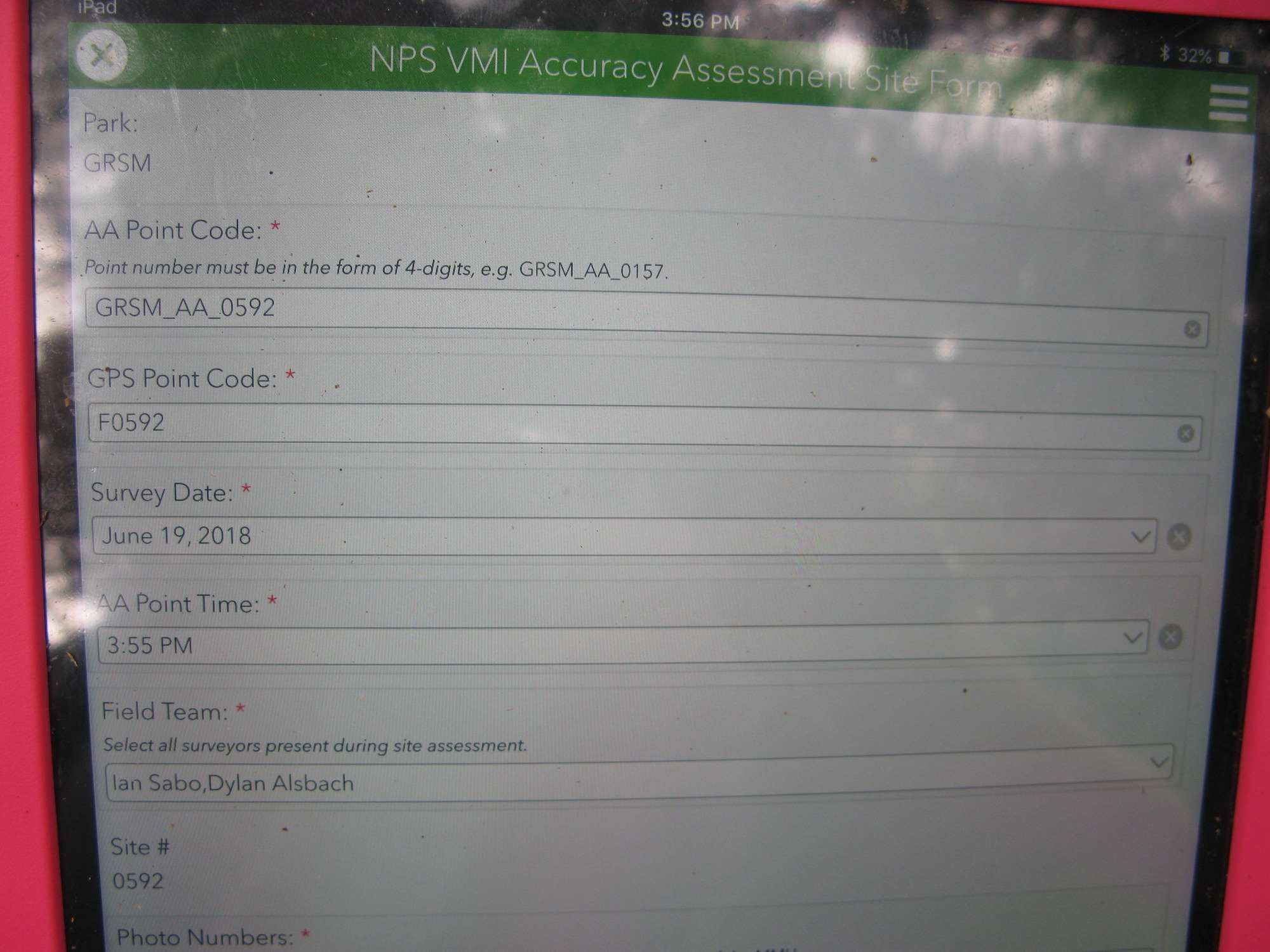 GRSM Accuracy Assessment. Plot Code: GRSM_AA_0592_1