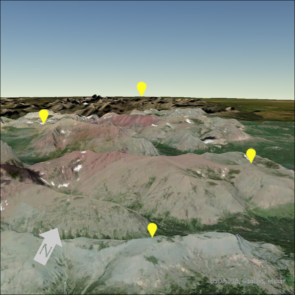 Monitoring locations in Glacier National Park for the Global Observation Research Initiative in Alpine Environments (GLORIA).