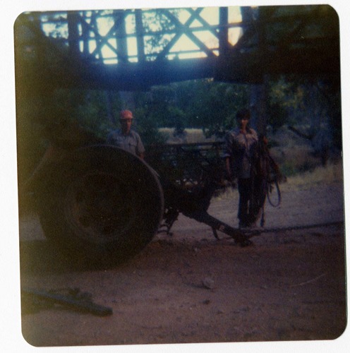 Workers during the arrival and replacement of the new Birch Creek footbridge.