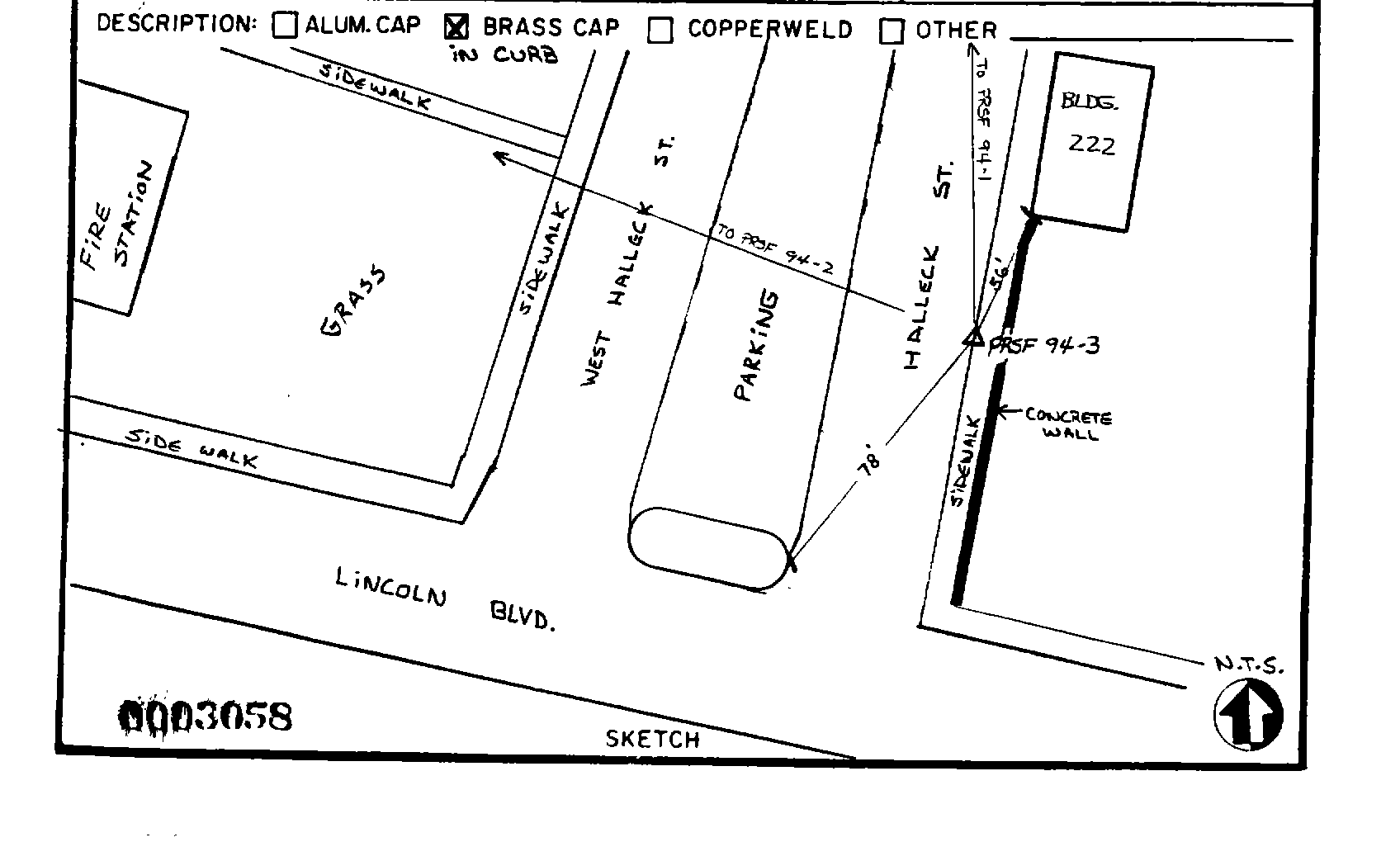 00003058 Survey Monumentation Sketch
