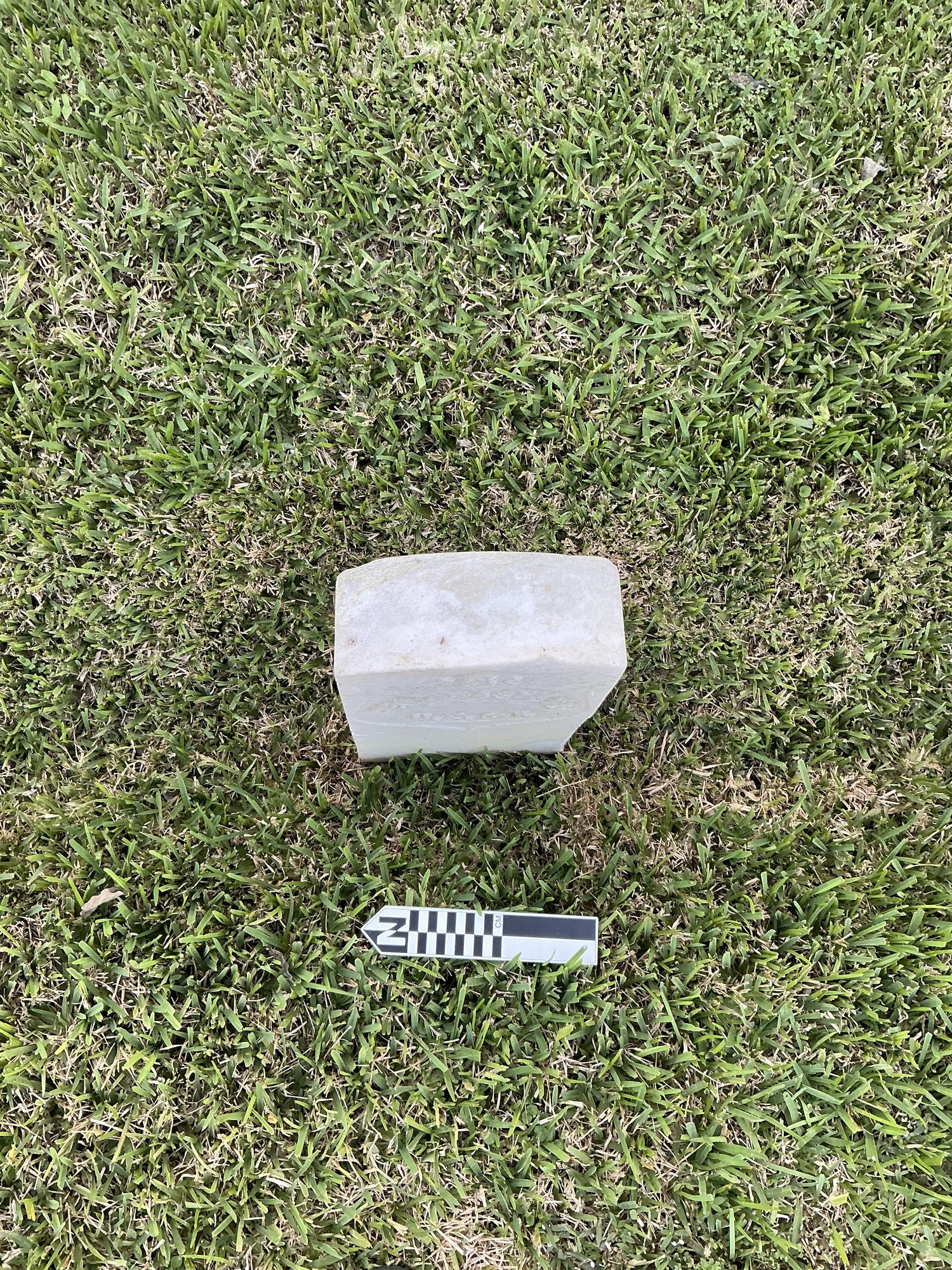 Extra image of historic upright marble headstone with recessed shield face.