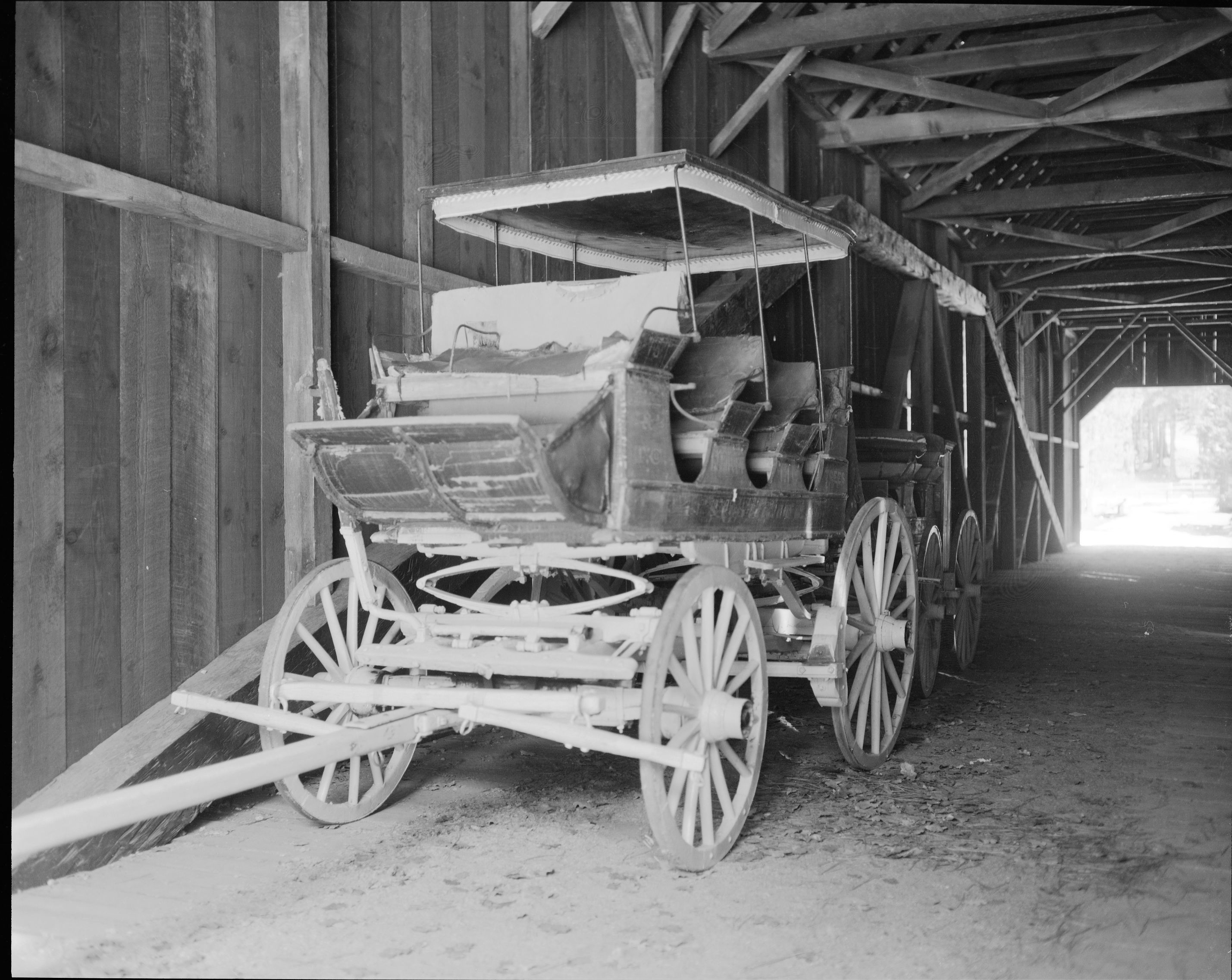 Wagon in Wawona Covered Bridge