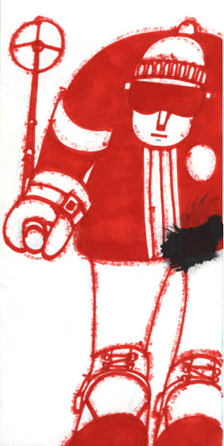 A skier variation (red) Illustration is unpublished.