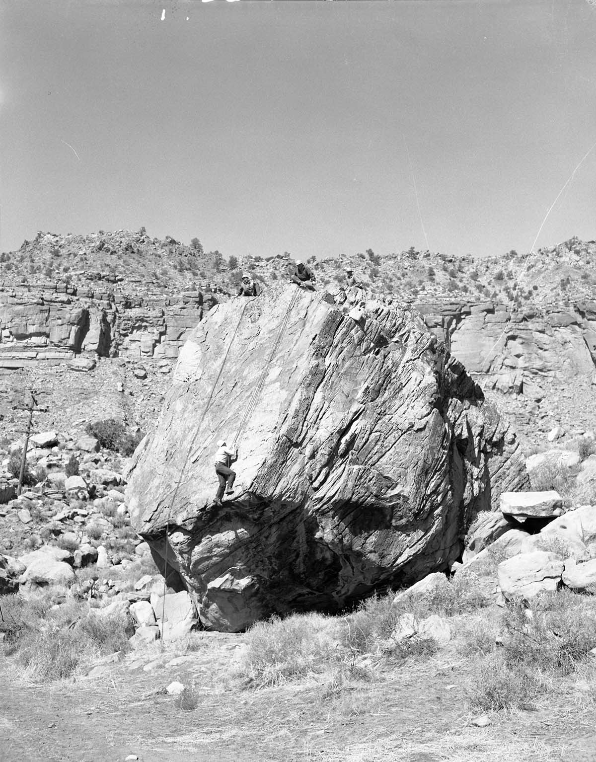 Search and rescue demonstration on big rock at South Entrance for State Peace Officers meeting.