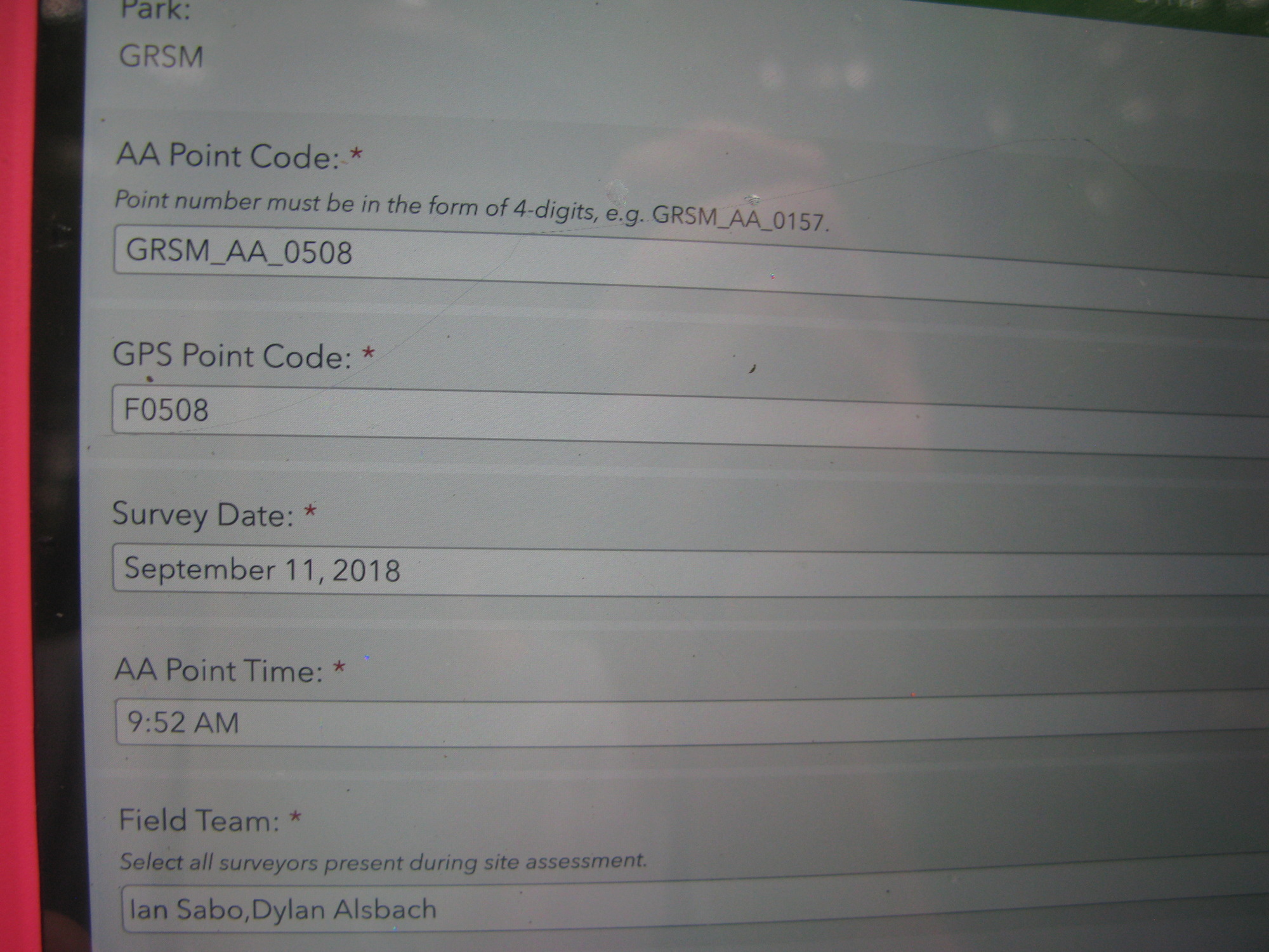 GRSM Accuracy Assessment. Plot Code: GRSM_AA_0508_1