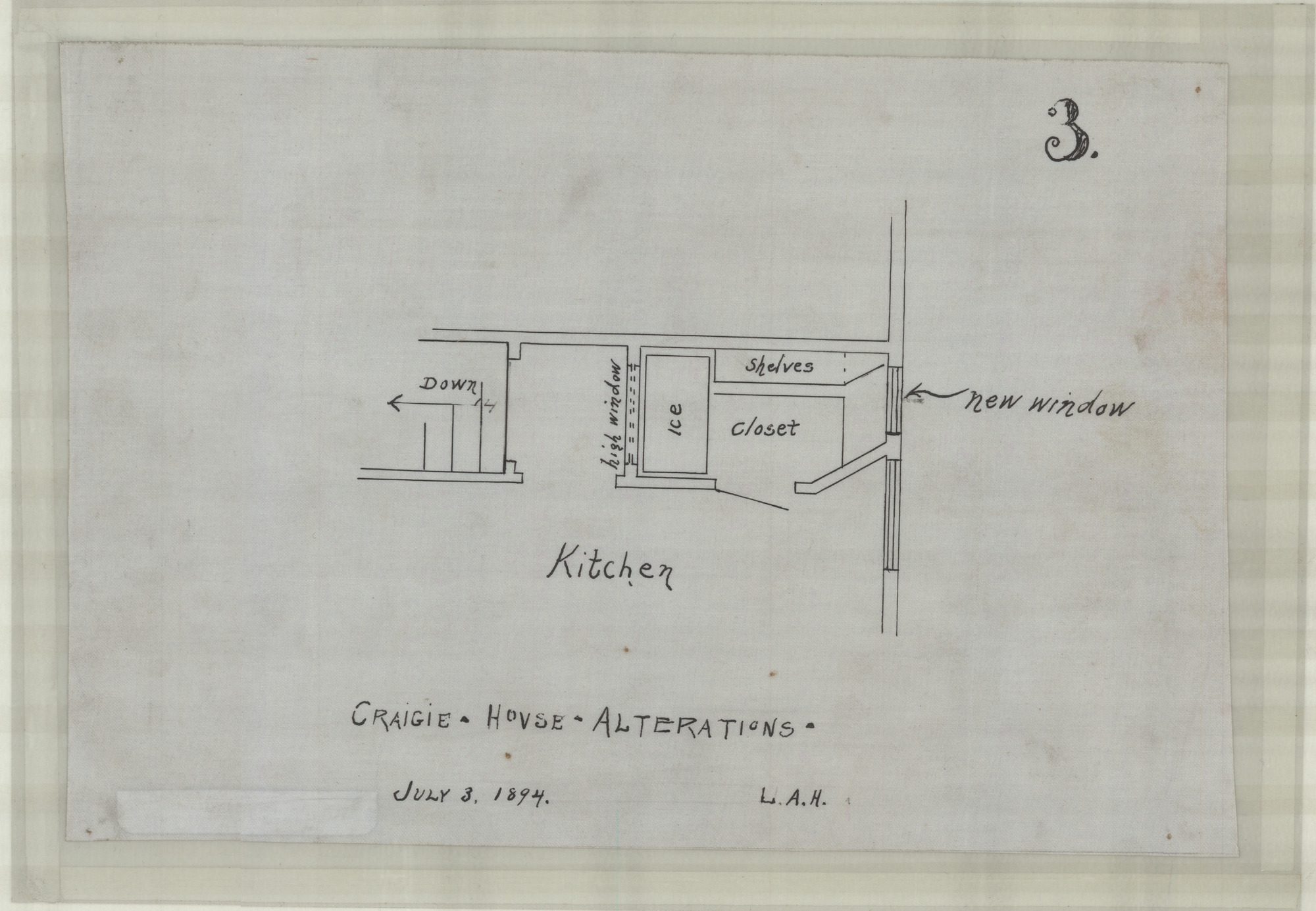 Small partial drawing with kitchen specifications and a number "3." in top right corner