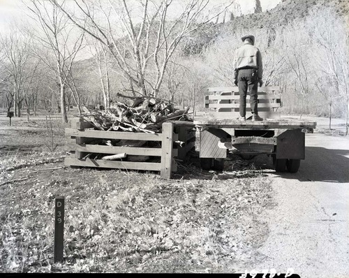 Site of visitor accident, location of wood rack and truck.