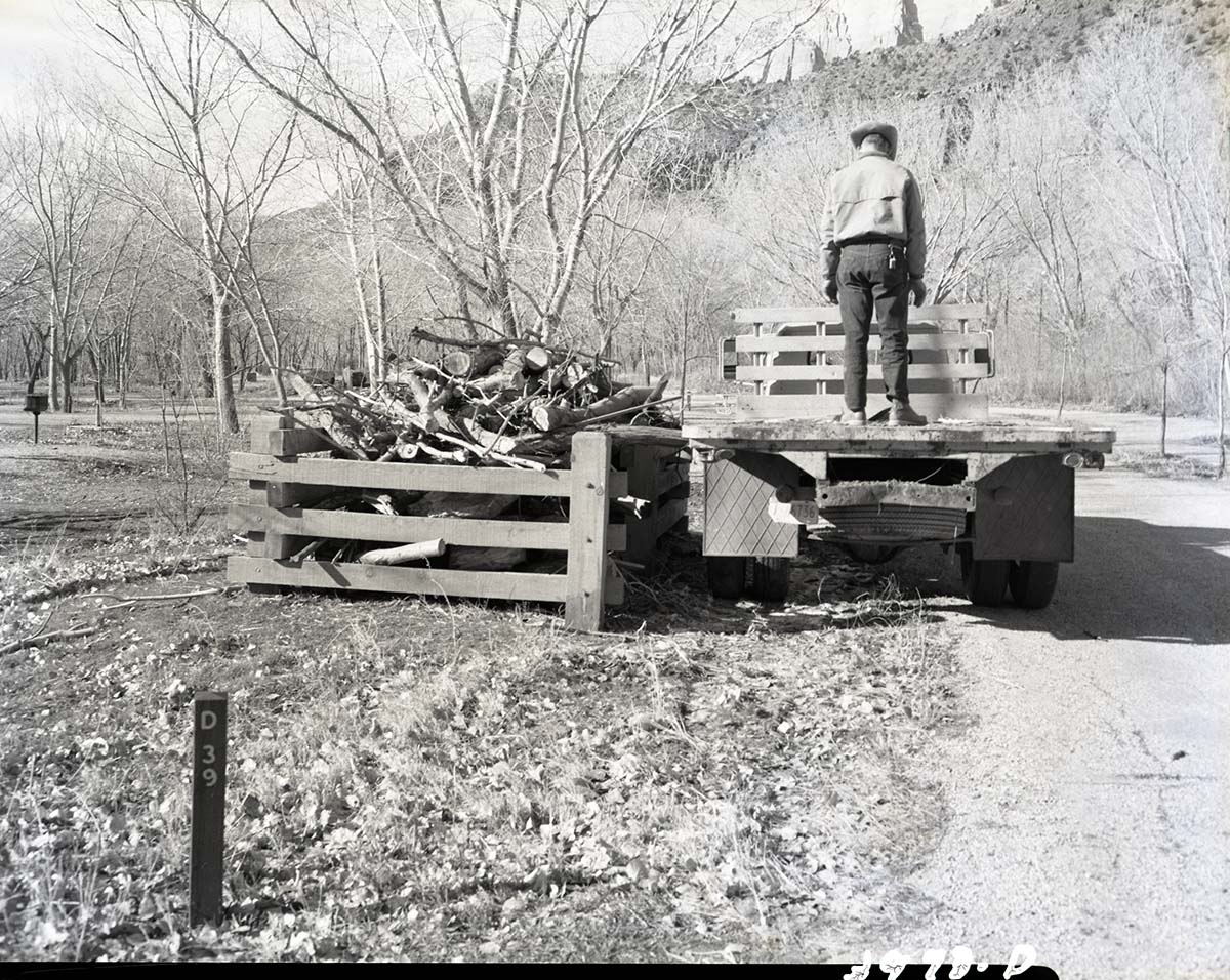 Site of visitor accident, location of wood rack and truck.