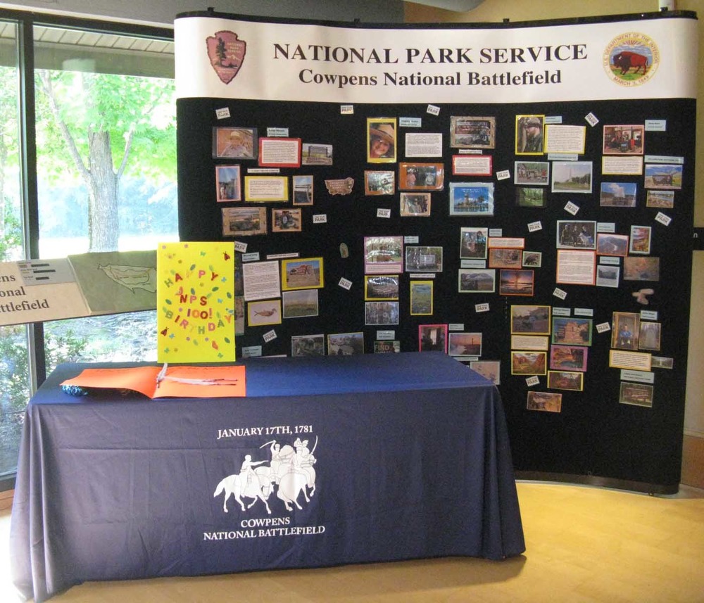 Birthday card station and Find Your Park exhibit