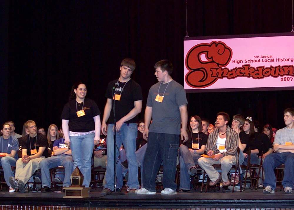 Team Manchester United from Baraga High School listens to their first question during Round 1 of the 2007 Smackdown.